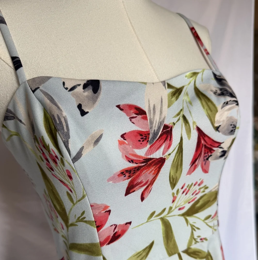 French Connection Cadencia Whisper Floral Print Minidress Light Blue - Picture 2 of 9